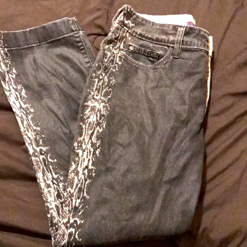 NYDJ Sheri Coated Faux Leather Jeans Animal Print